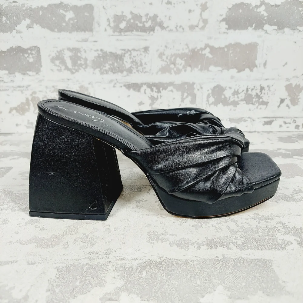 Sam Edelman Black Knotted Platform Mule Sandals